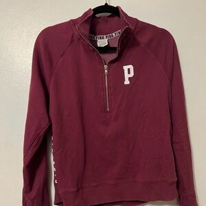 PINK Victoria's Secret Maroon Quarter-Zip Sweatshirt